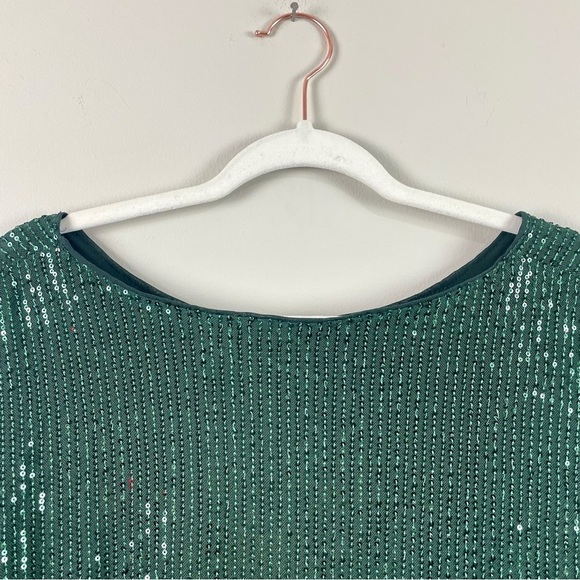 Jasambac Green Sequin Sparkly Special Occasion Top Holiday Party NYE Glam 2XL - Picture 12 of 16